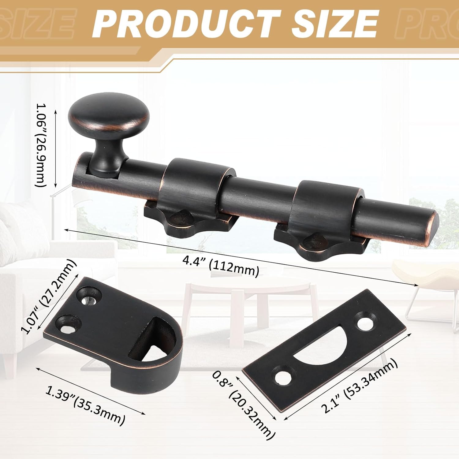 Tandefio 2 Pcs Dutch Door Bolt 4 Inch Surface Bolt Sliding Door Locks Hardware Solid Brass Latch, Attic Latch for Dutch Slide Barn(Bronze)