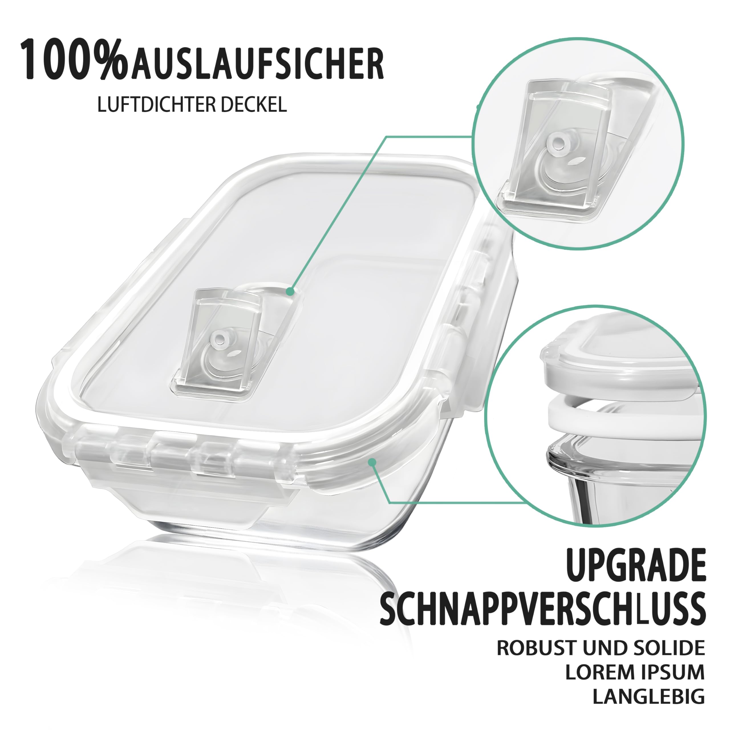 Juego de 4 recipientes de cristal con tapa y cuenco de cristal con tapa, 680 ml, herméticos, aptos para microondas y lavavajillas, sin BPA, vasos de almacenamiento