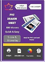 True-Ally PVC Lamination Dragon Sheet A4 Size 800 Micron for PVC Aadhar, Photos, ID card (Set of 5 Cores and 10 Overlays)