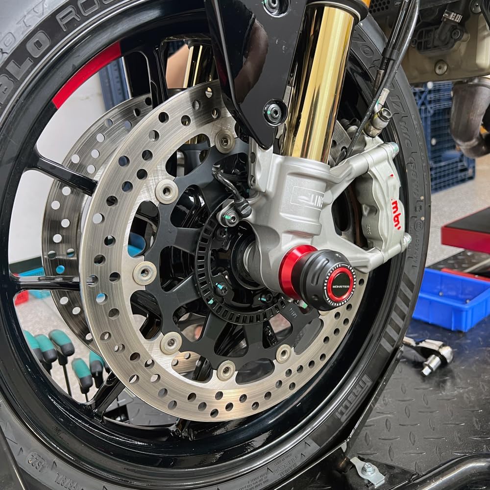 Motorcycle Front Wheel Axle Fork Slider Crash Protector Compatible With Ducati Monster 821 797 937 Monster821 Monster797 Monster937 Accessories (Red)