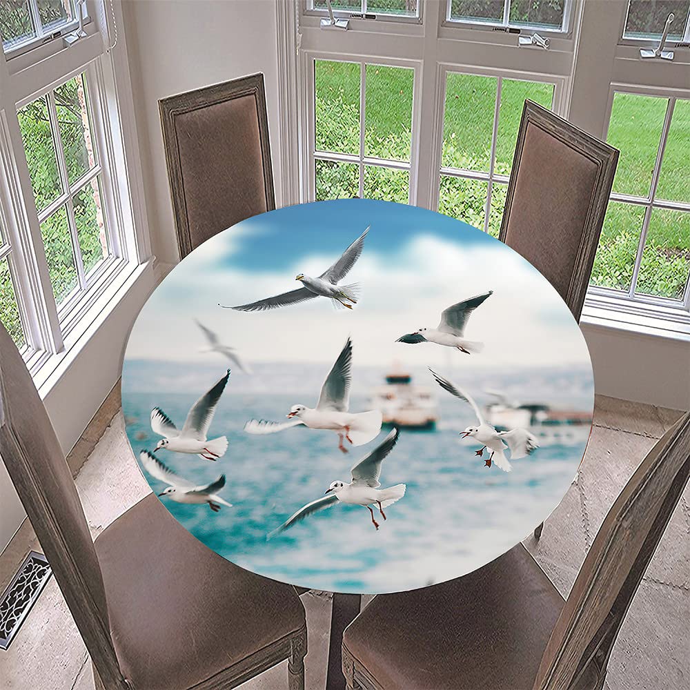 Morbuy Nappe Ronde Anti Taches, Imprimé Feuille Nappe De