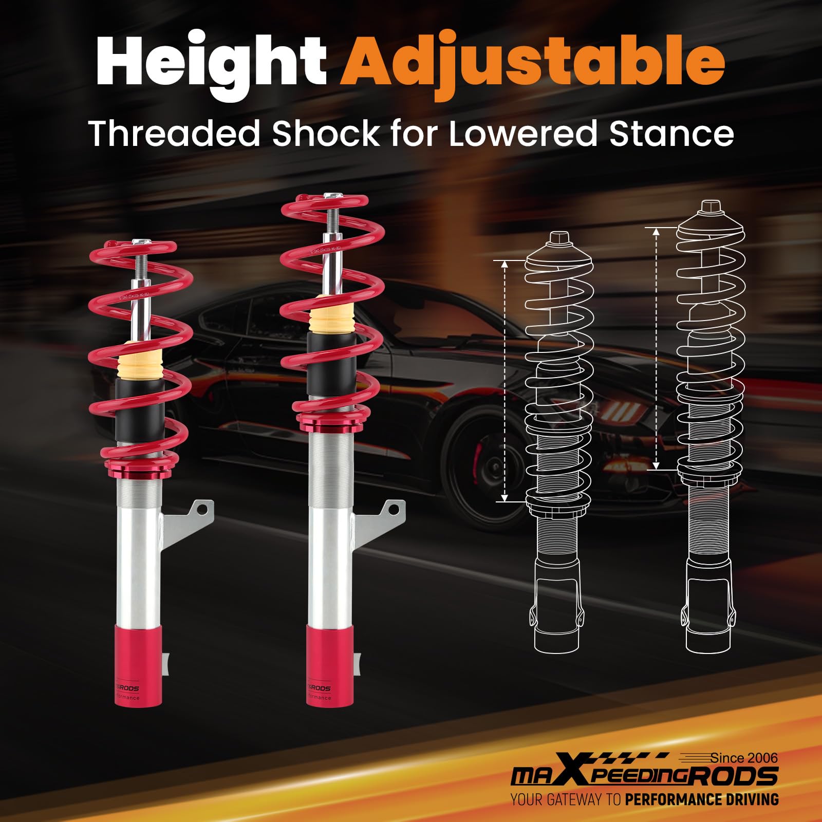 maXpeedingrods Suspensión roscada para VW Golf MK5 A5 tipo 1K 2003-2008, Jetta MK5 A5 1K5 2006-2011