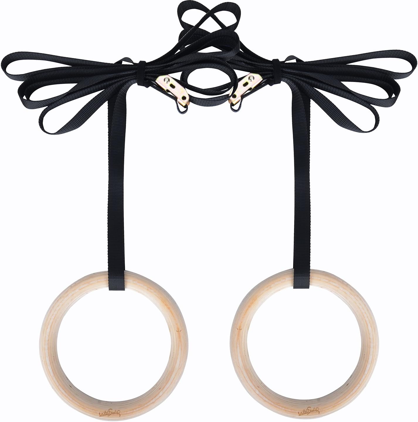 WodsWod Olympic Gymnastic Rings With Numbered Buckle Straps For Crossfit Strength Gym Training Pull Ups, Wooden