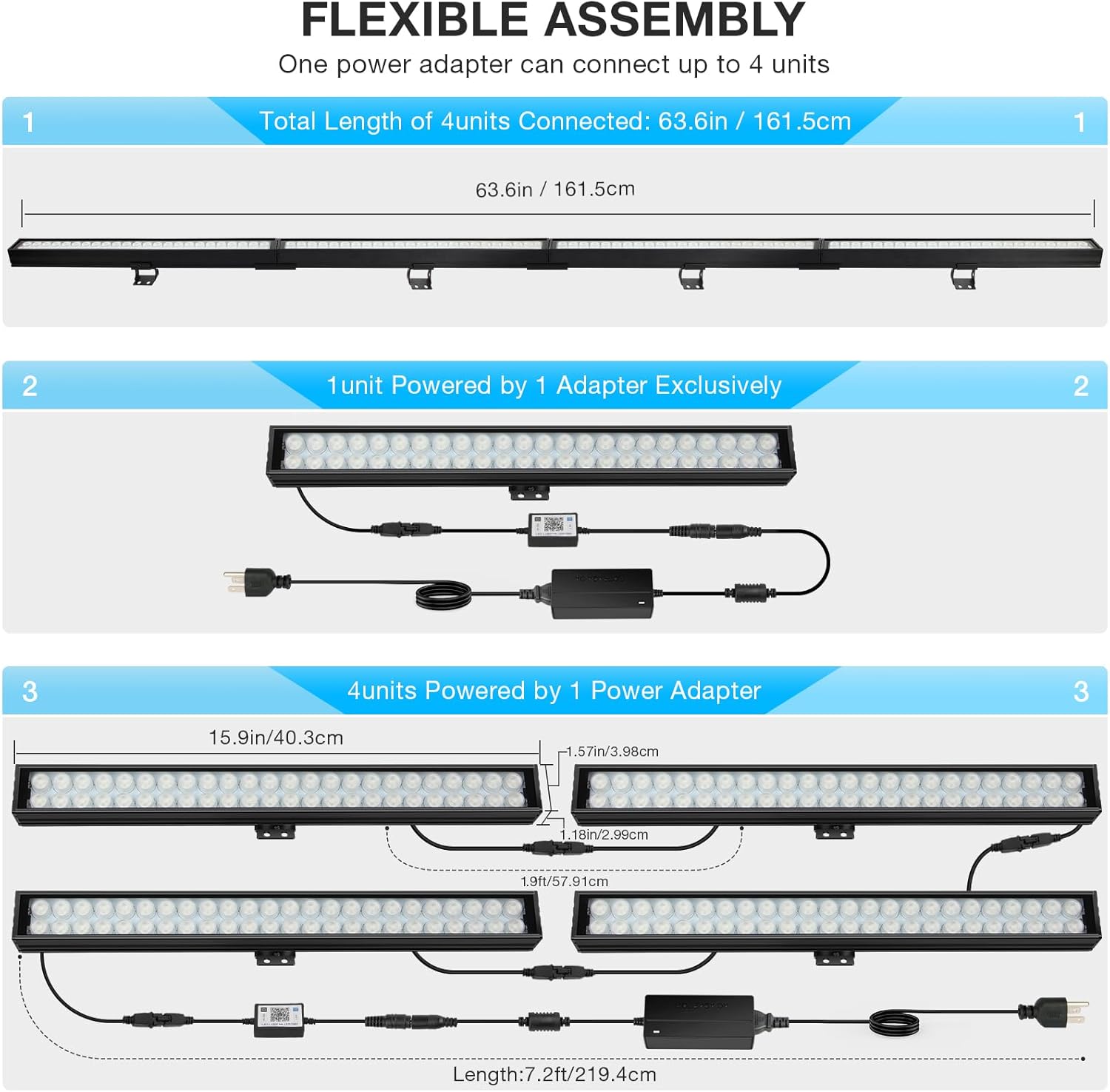 LED Light Bars 4Pack: 16 Inch 36W RGB Color Changing Effect Lighting - APP & Remote Group Control - Music Sync & Dynamic Modes - DJ Party Lights for Stage Backdrop Events Bar