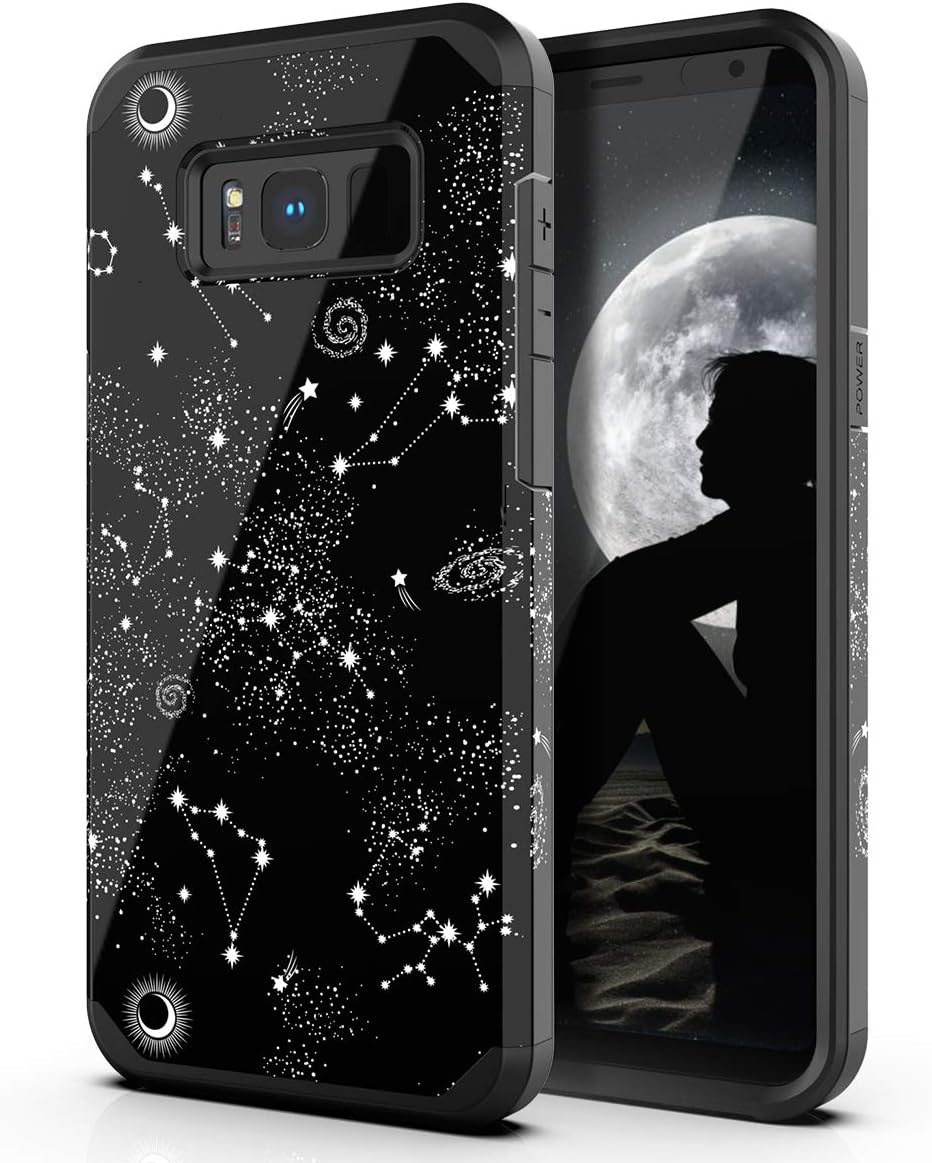 PBRO S8 Plus Case,Cute Universe Constellation Case Dual Layer Heavy Duty Hybrid PC+TPU Heavy Duty Protective Case for S8+ Plus (2017) Release/Black