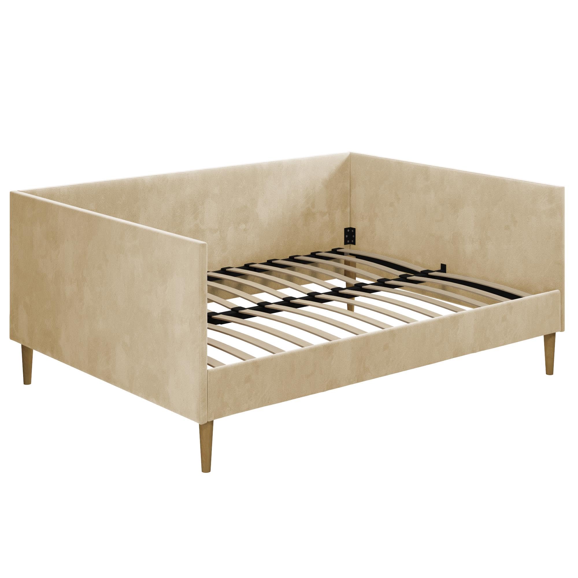 DHP Franklin Mid Century Upholstered, Full Size, Tan Velvet Daybed,