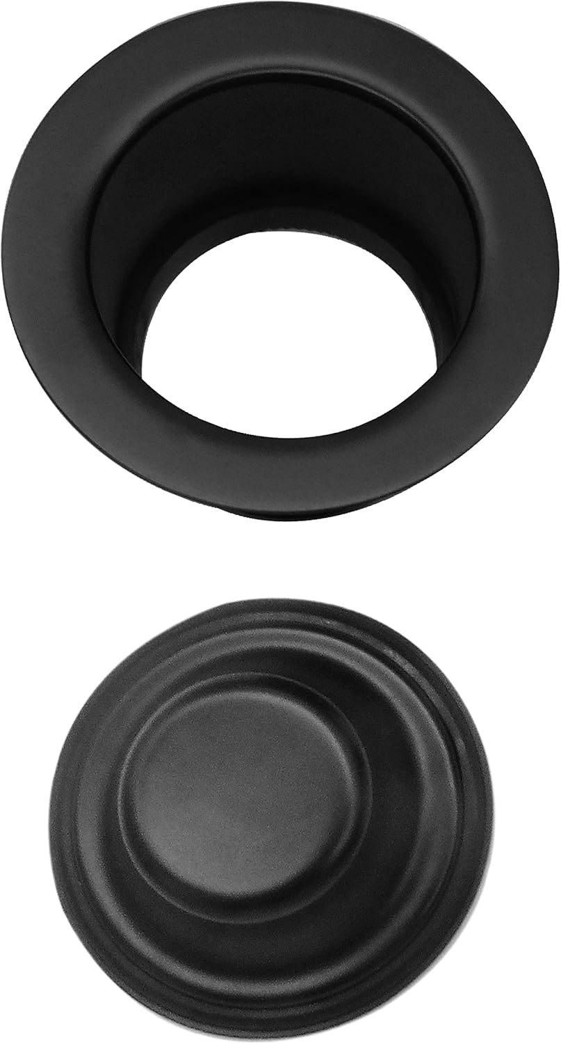 Westbrass D2105-62 3-1/2" EZ-Mount Brass Kitchen Sink Waste Disposal Drain Flange and Stopper, Matte Black