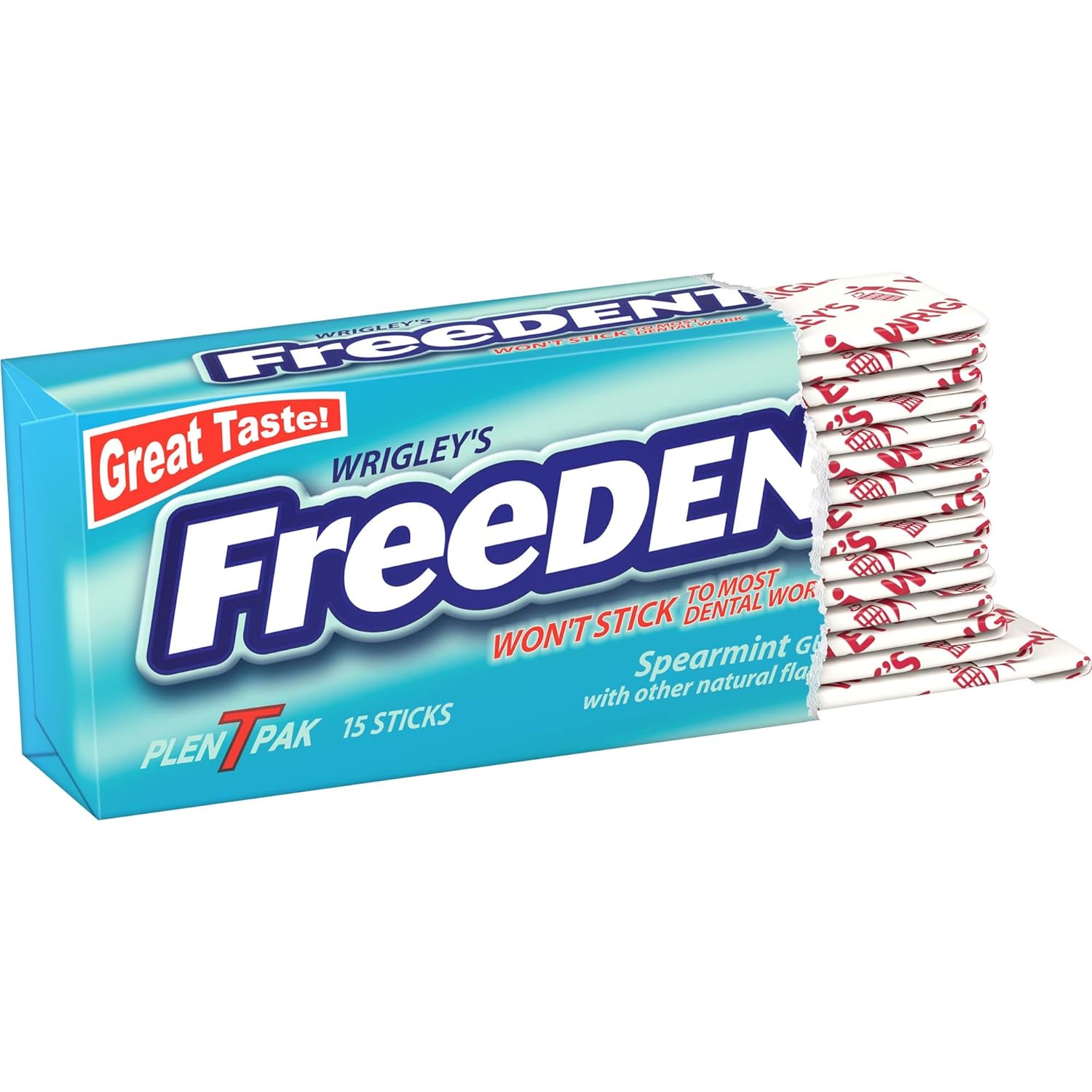 Wrigley's Freedent Gum Plen T Packs, Spearmint, 15 ct (Pack of 8)F