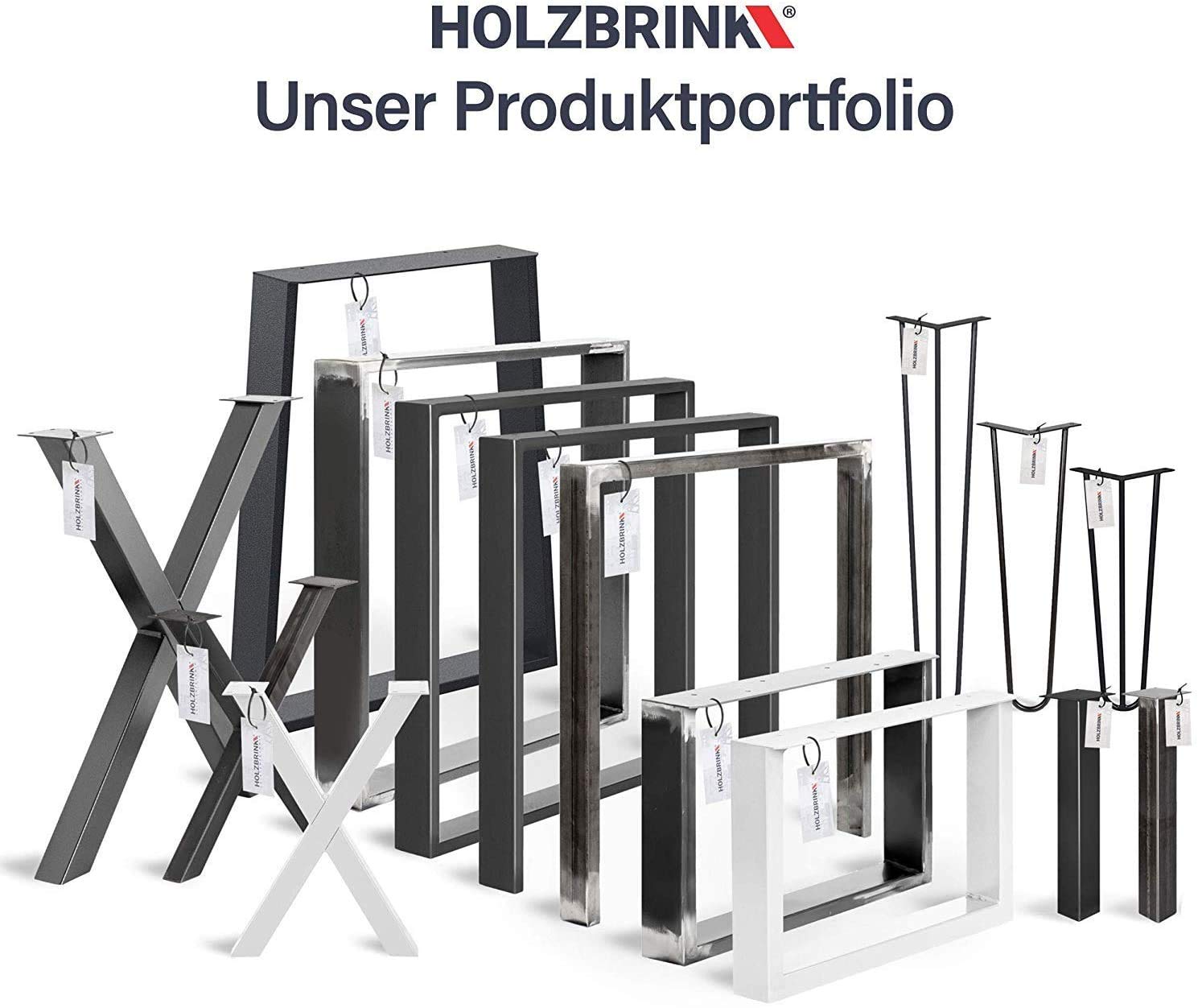 HOLZBRINK Tischbeine Eckig, Möbelfüße aus Quadratrohr 40x40 mm, Höhe 72 cm, Schwarz, 4 Stück, HLT-14A-F-72-9005