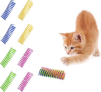 WishLotus Cat Toys for Indoor Cats Interactive 3.34in 4 Colors Cat Spring Toy, 12pc Big Springs Set Lightweight Durable High Elasticity Cat Spiral Springs for Cats to Swat, Hunt to Kill Time12pc