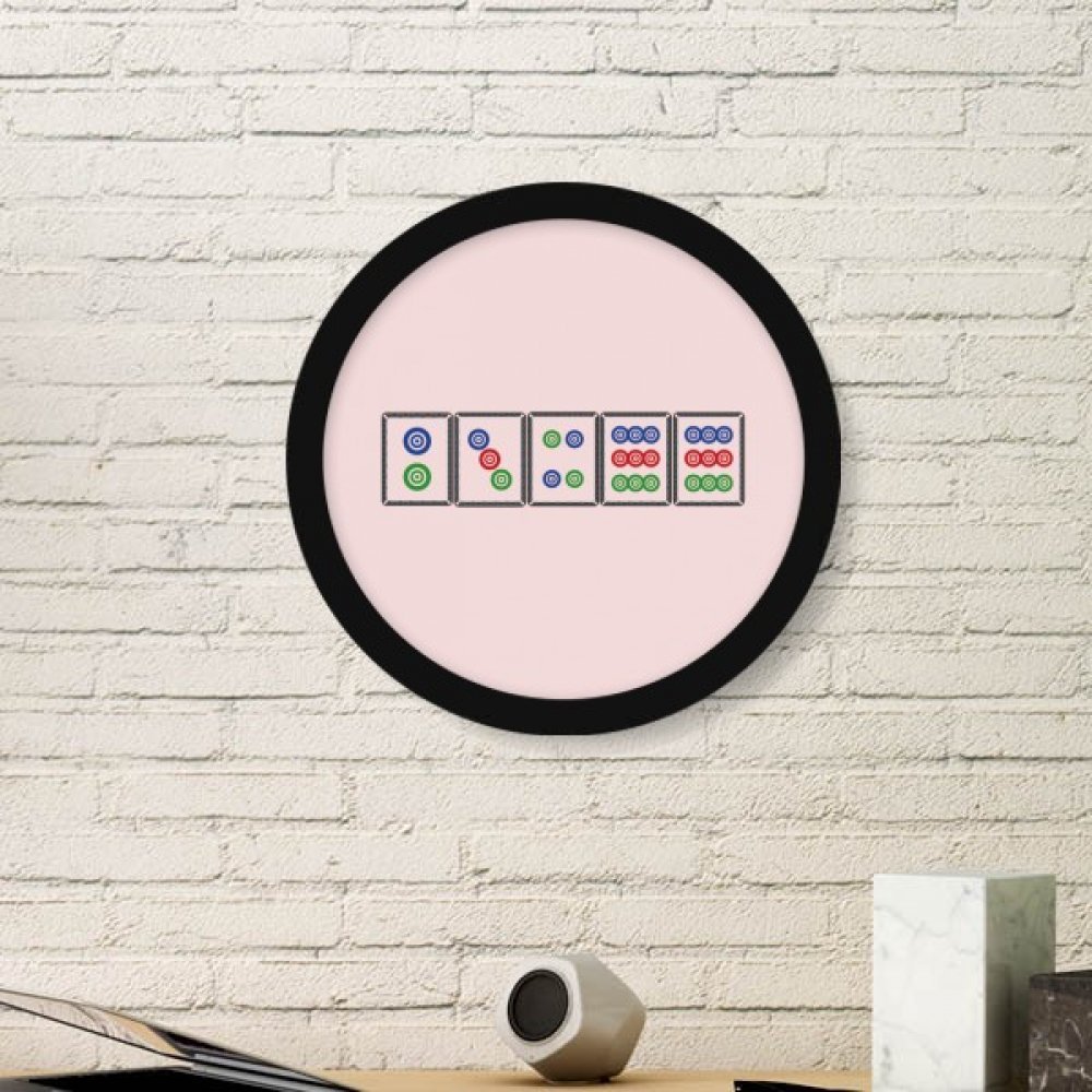 Cadre photo rond bois noir mahjong pour remplacer les decorations murales ternes