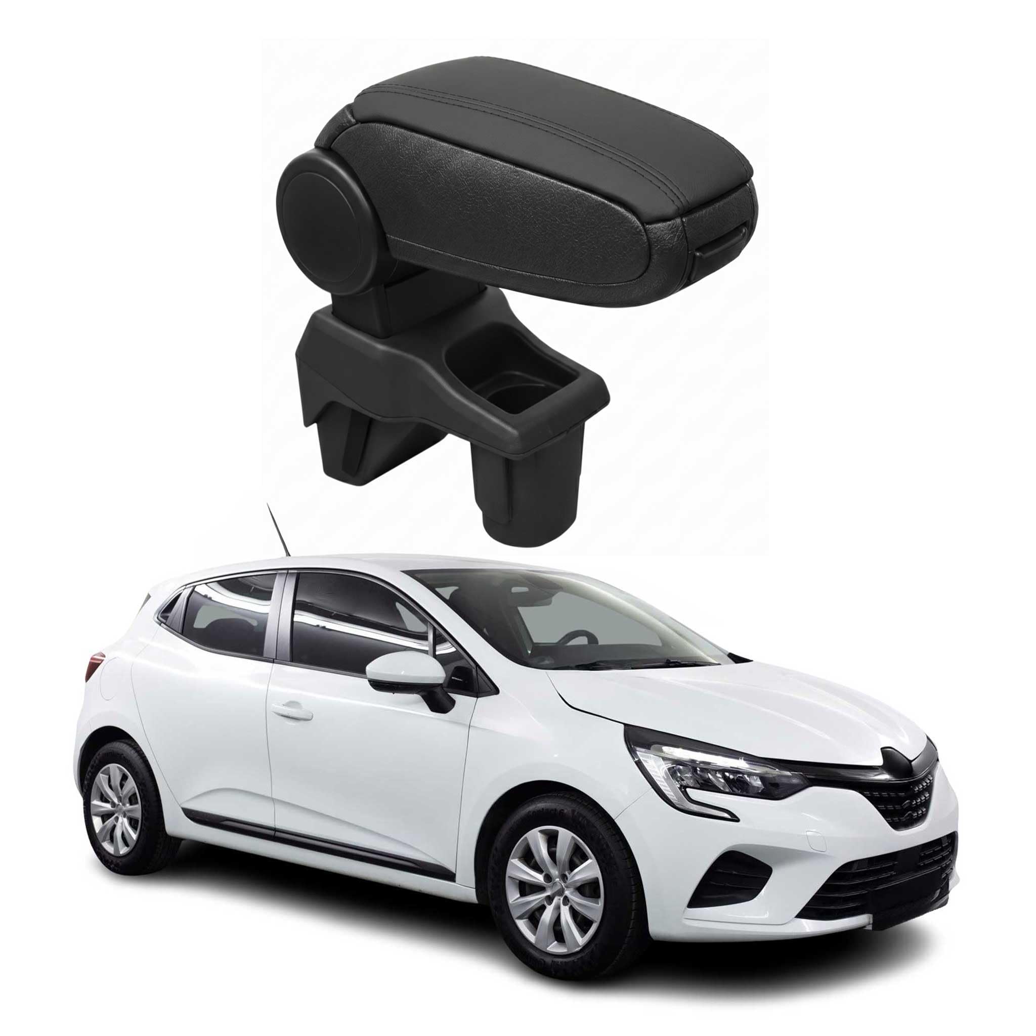 OMAC Armlehne para Renault Clio 2019-2025 - Snap-On - ABS + Kunstleder - Keine Bohrung o Installation - Einfache Montage Black