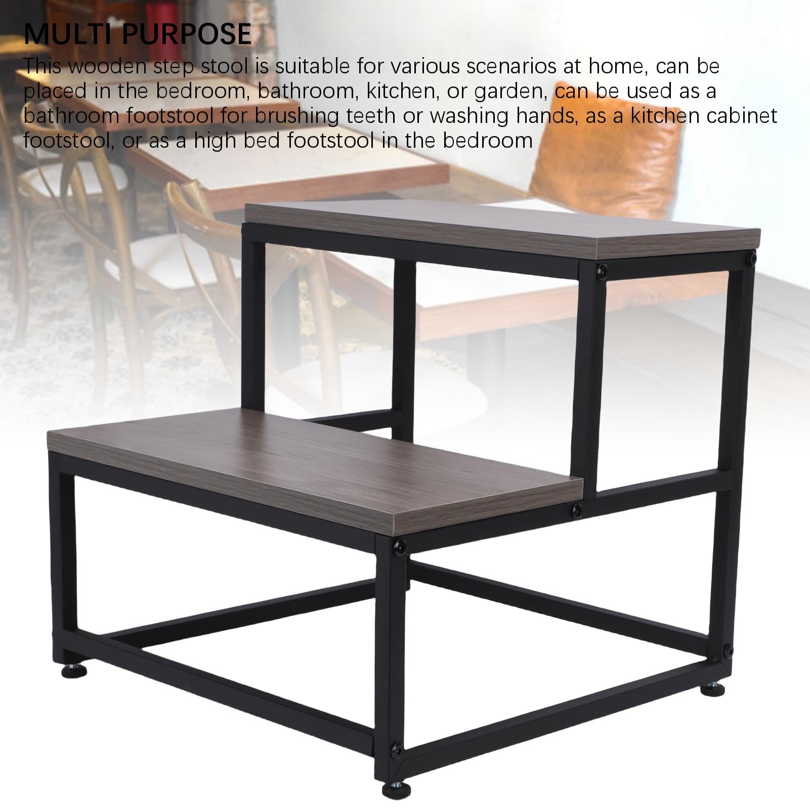 Fockety Taburete de Madera Resistente de 2 escalones para niños pequeños, Ideal para el Entrenamiento de baño, Capacidad de 159 kg, Ayuda con Taburete de Doble Altura.
