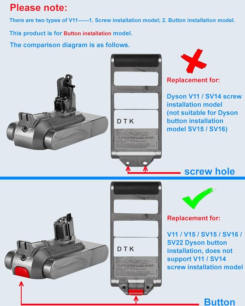 新品未使用品Dyson クリックインバッテリーclick-in battery Amazon.com: DTK Replacement for Dyson Button Click in