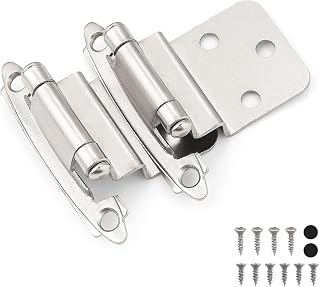 20 Pairs Probrico Self Closing Cabinet Hinges Satin Nickel 3/8 Inch Inset Variable Overlay Kitchen Cabinet Door Hinge Hardware