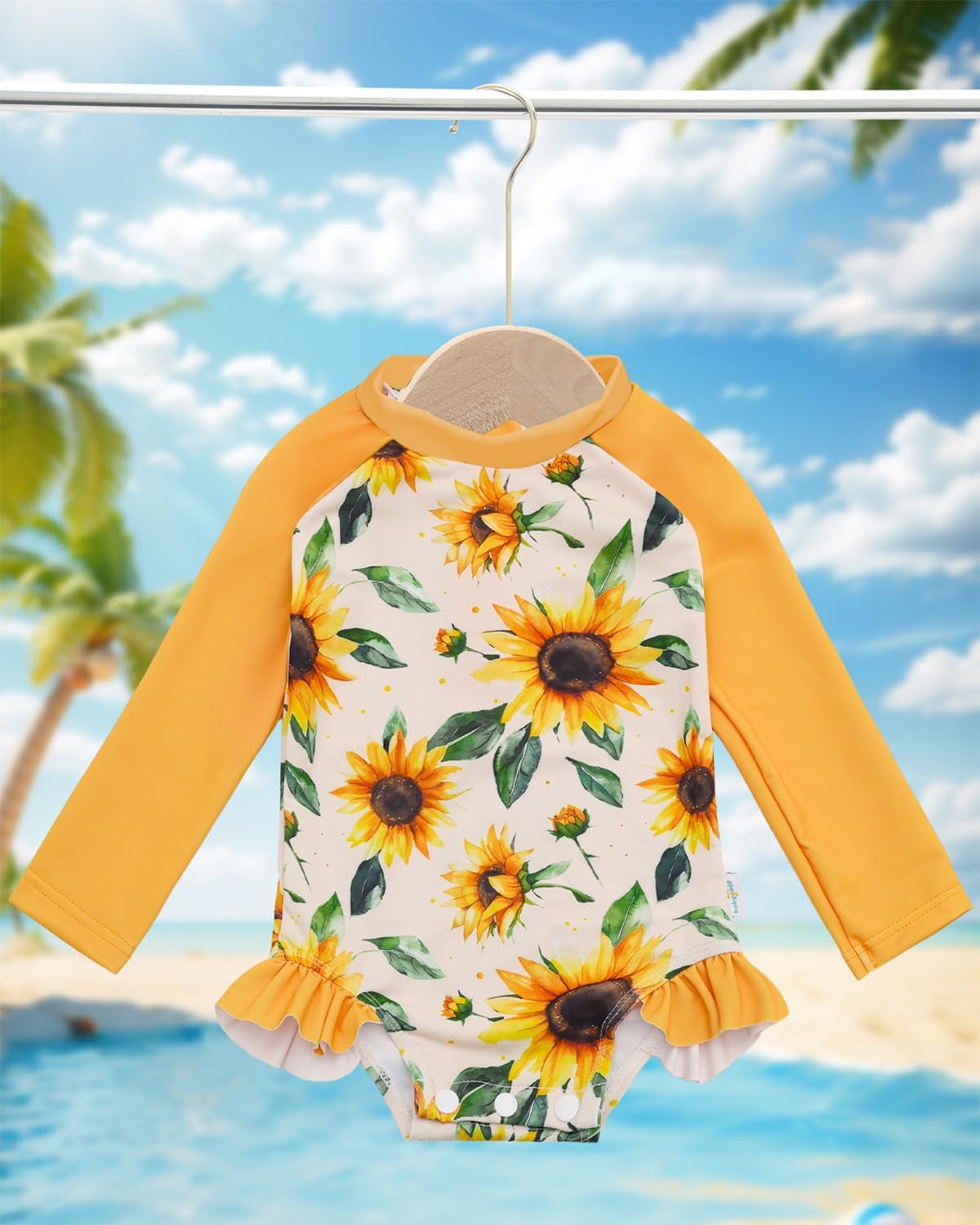 babygoal Baby Girls Long Sleeve One Piece Rash Guard Swimsuit with Zipper, UPF 50+ Sun Protection - Image 2