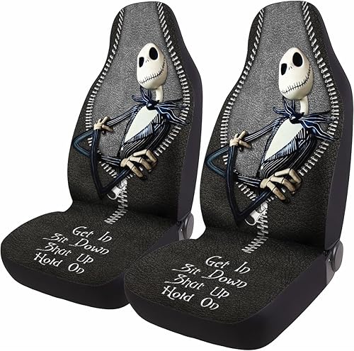 Horror Nightmare Skellington - 2 fundas de asiento delantero para automóvil, camión, SUV, regalos de Navidad, funda de asiento de cubo duradera, 03.