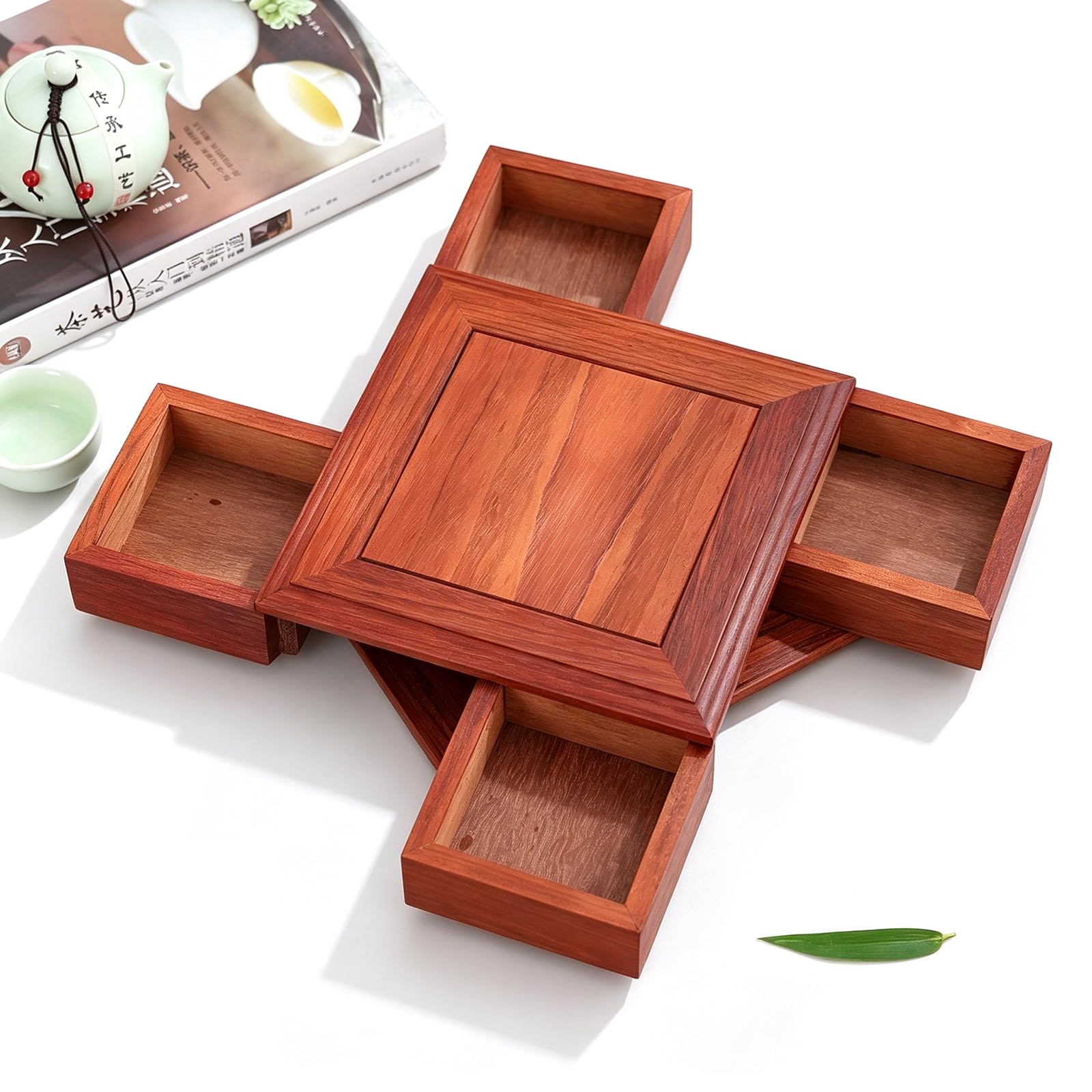 360° Drehbare Snackbox Aus Holz Für Trockenfrüchte, Ideal Für Nüsse, Partys Und Picknicks, EIN- Oder Zweilagig Erhältlich, Für Trockenfrüchte, Tee, Kaffee, Single Layer