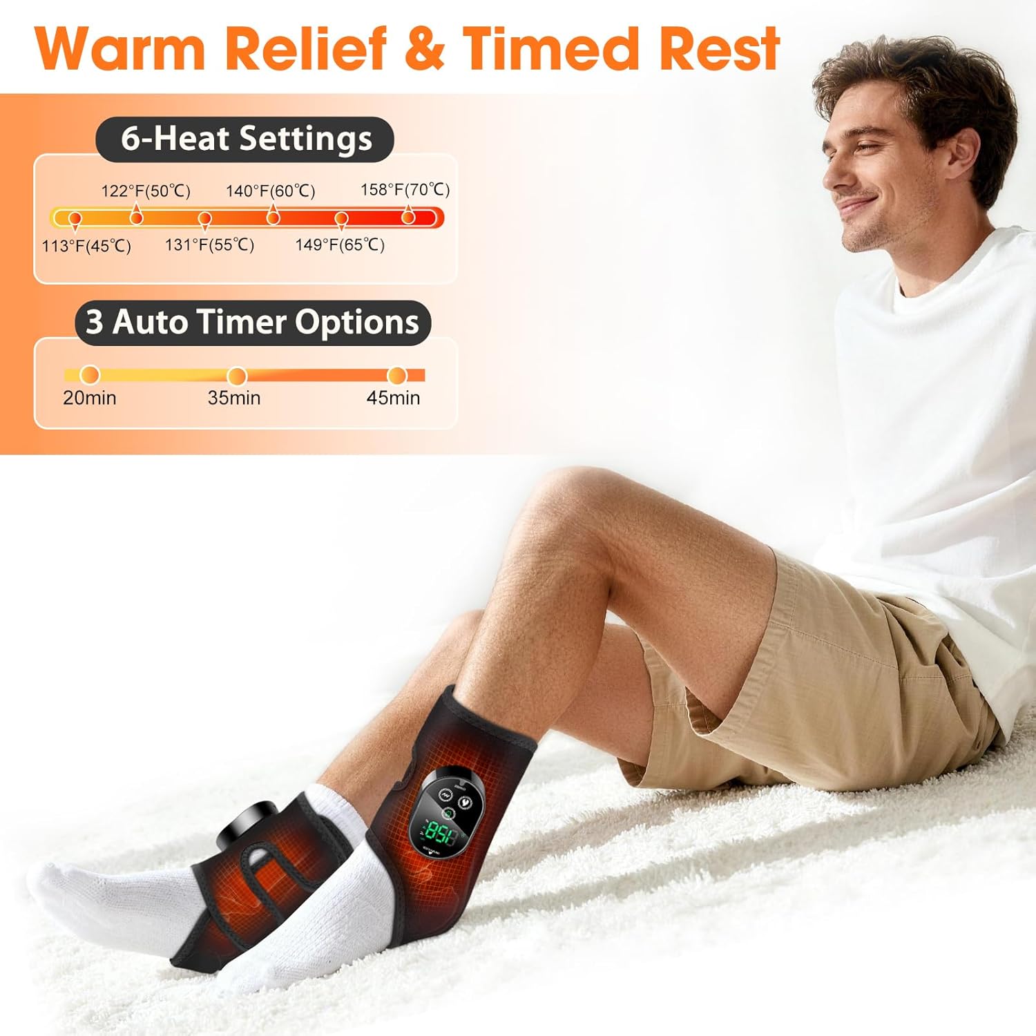 2 Pack Cordless Foot Massager for Neuropathy, Ankle Massager for Pain Relief, Foot Renew Massager for Neuropathy, Ankle Heating Pad with Massage, Foot Heating Pad, 6 Heats, 3 Massages, Black