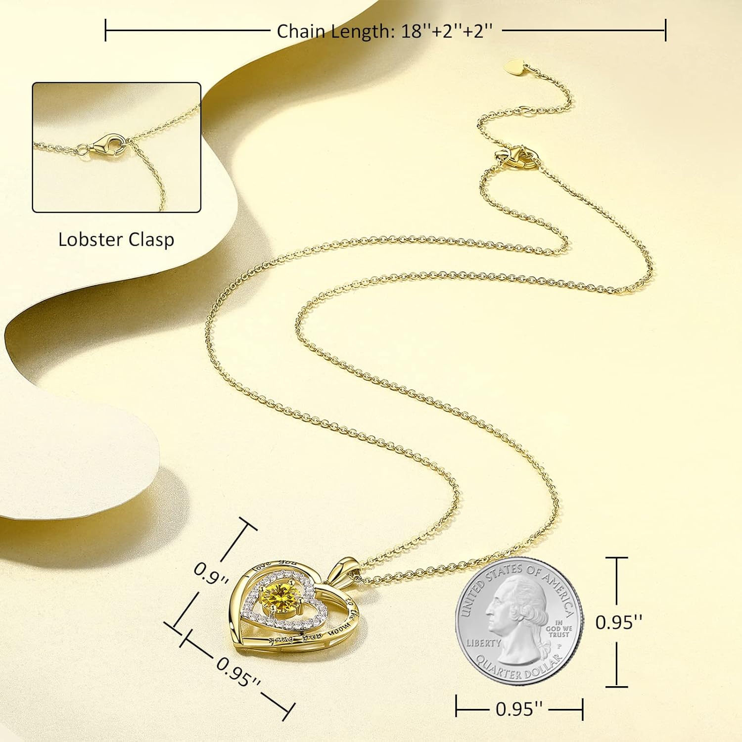 JD & P Sterling Silver Heart Necklace for Women, Cubic Zirconia Birthstone Necklace for Her, Gift Ideal for Wife Girlfriend Mom - Image 5