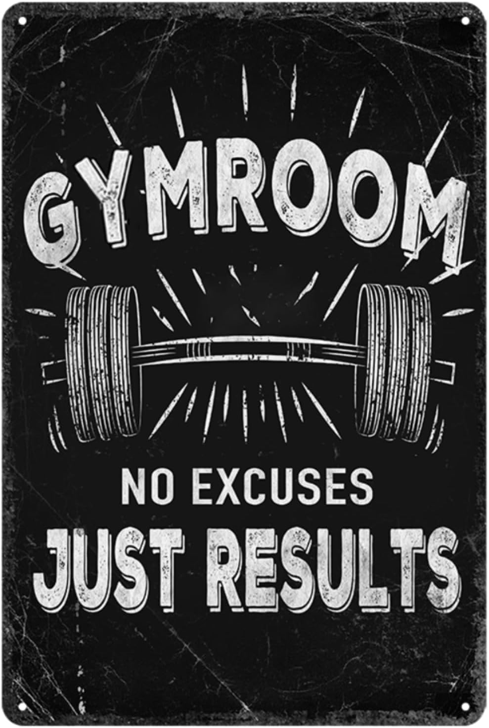 SMAZDFXX Gym Room No Excuses Just Results Metal Tin Sign Motivational Posters For Home Funny Vintage Signs For Gym Garage Inspirational Quotes Wall Art Decoration 5.5"x8"