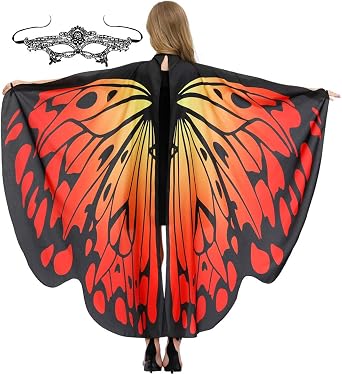 Butterfly Wings Double Side Print Costume Adult Halloween Butterfly Cape Costume Women Party