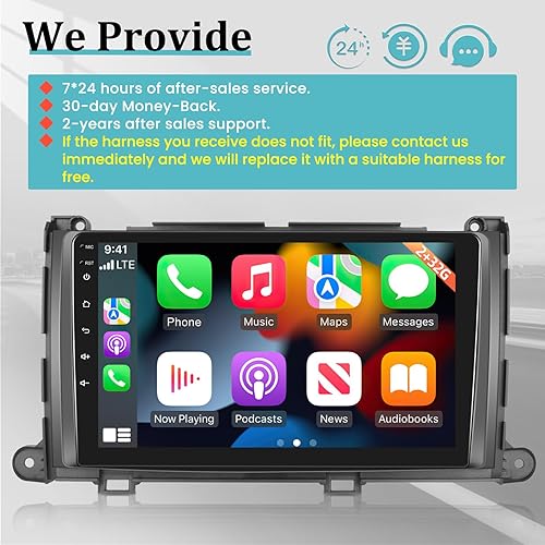 Miniatura 7 de Para Toyota Sienna 2011-2014 con Apple Carplay inalámbrico y Android Auto, 2+32G 9 pulgadas pantalla táctil Android radio de coche, DSPGPSWiFiMirror