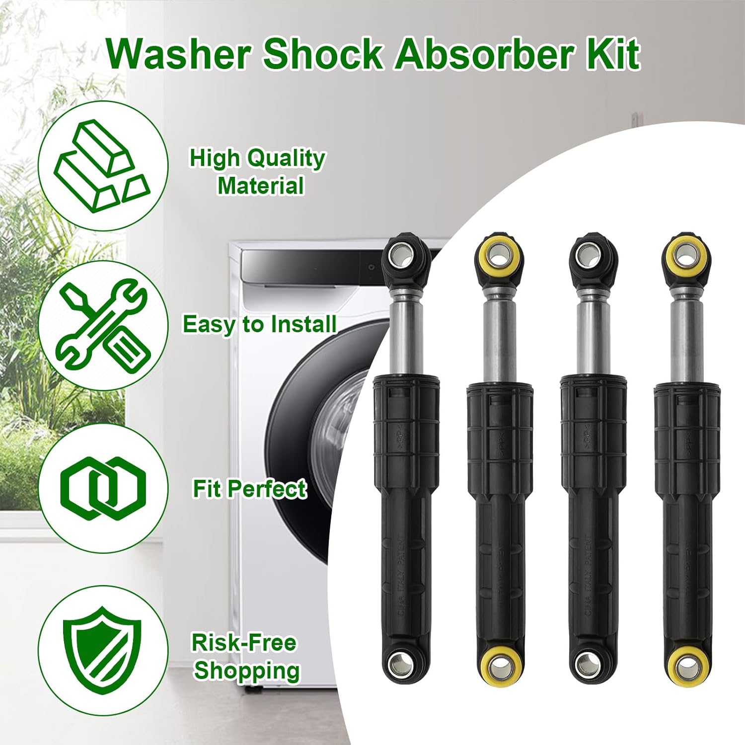 Washer Shock Absorber DC66-00470A & DC66-00470B Compatible with Samsung Washing Replaces DC66-00470A, DC66-00470B, AP4206426, DC66-00650C, DC66-00650D, 2020946, PS4212219, AP4456255 etc (Pack of 4)