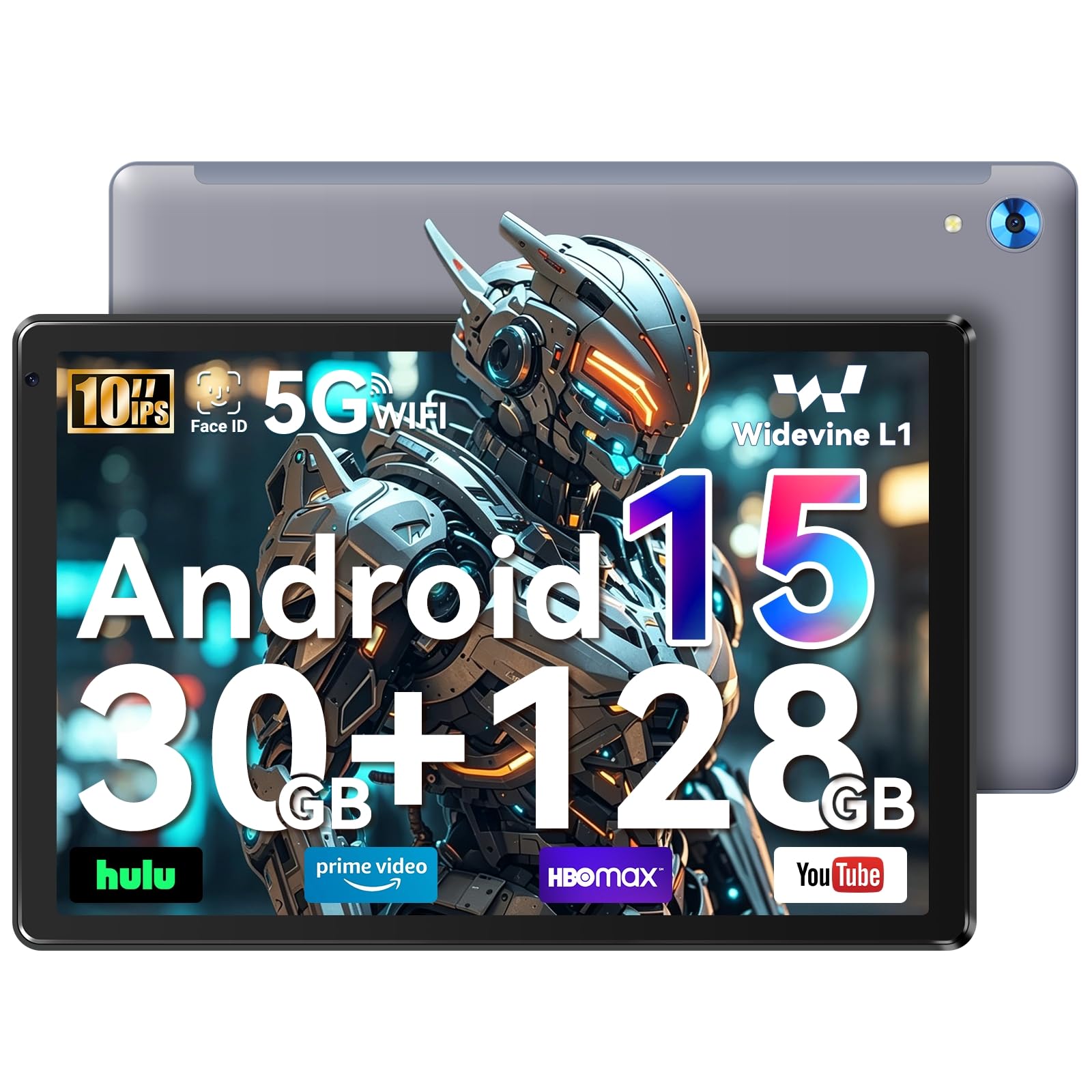Whitedeer 10 inch Android 15 Tablet, Android Tablet with 30GB+128GB+1TB, Face ID, 5MP 8MP Camera, Split Screen, 1280x800 IPS Display, 5000mAh Battery, WiFi 6 5G 2.4G, Bluetooth 5.3, Widevine L1, Black — view 8