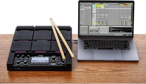Alesis Strike Multipad - 9-Trigger Percussion Pad with RGB Backlighting, Sampler, Looper, On-Board 2-In/2-Out Soundcard, Sample Loading via USB Thumb Drives and Radiant 4.3-Inch Display