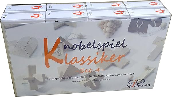GICO Knobelspiel Klassiker Sets - Diverse Mitgebsel - 16 Spiele einzeln verpackt incl Lösung Geduldspiele Geschicklichkeitsspiele Puzzlespiel Knobelspiele (Set 4) - 2