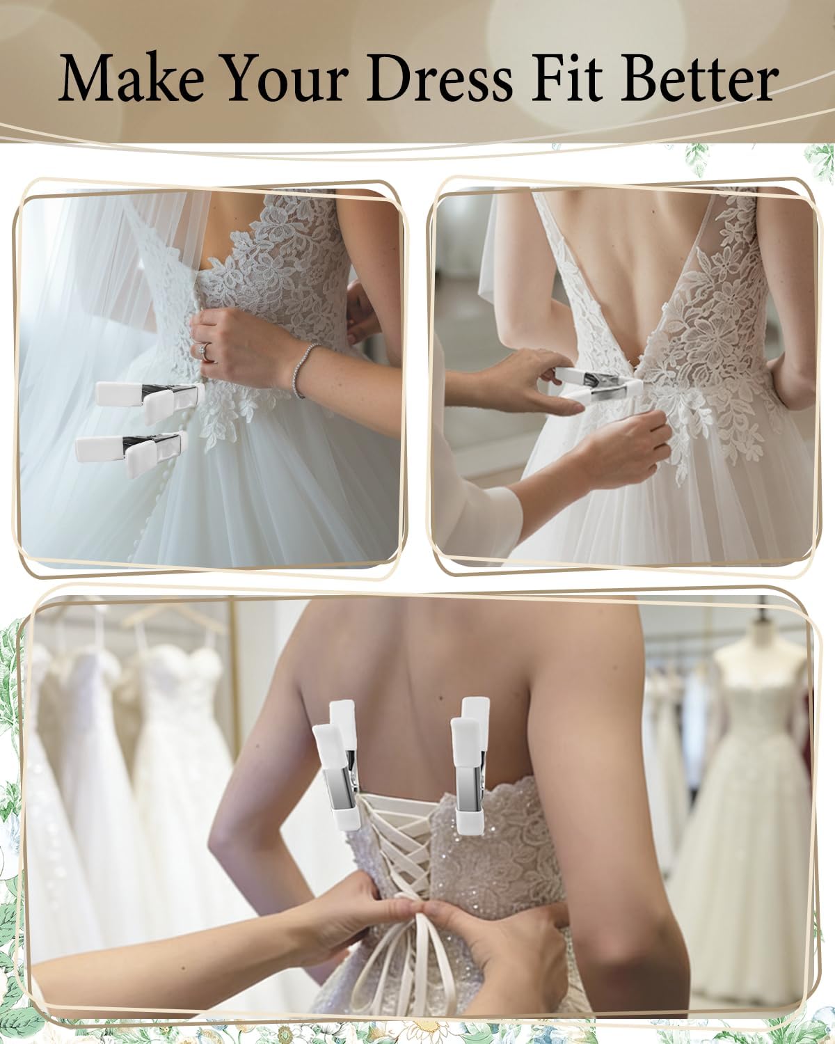 12 Pcs Dress Clips & Accessories Hanging Clips Non-Slip Heavy Duty Clothing Clamps, Strong Grip Fitting Clip for Wedding Dress Fitting, Veil Display, Fashion Designer & Wedding Photographer