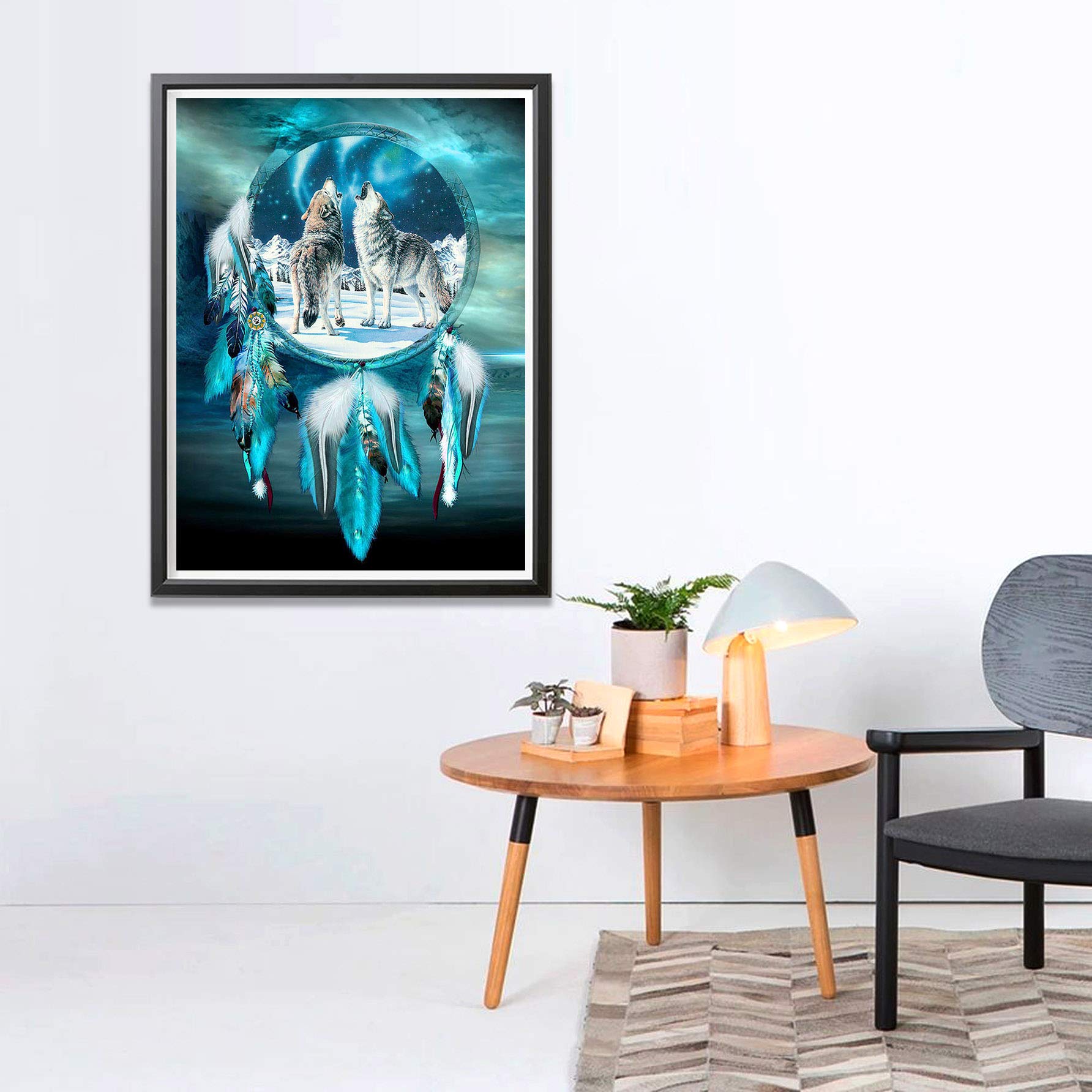 DPHERO 5D Papillon Diamond Painting Kits, DIY Attrape-rêves Art Du Diamant Painting Kit Complet, Plume Broderie Kits De Peinture Sur Diamant Point De Croix Painting Pour Adultes Débutants 30x40cm