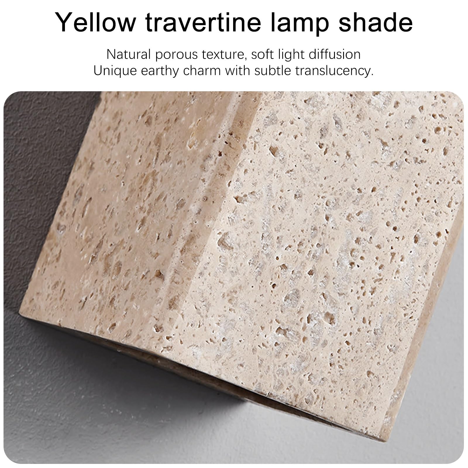 Wandleuchte aus gelbem Travertin for den Innen- und Außenbereich, wasserdichte IP65-Wandleuchte aus Stein, Lampenschirm aus natürlichem Marmor mit Auf- und Ab-Beleuchtung(Square)