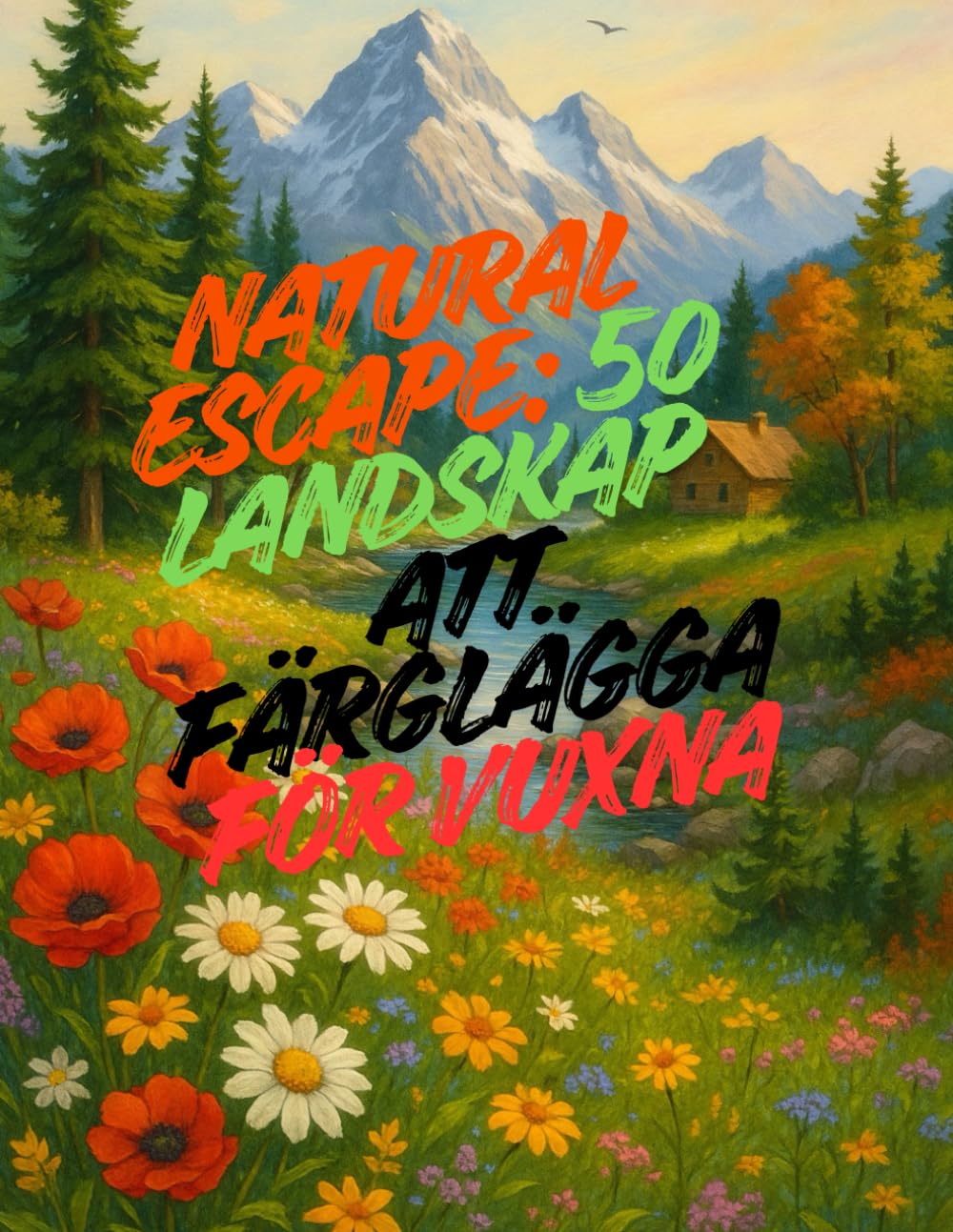 Natural Escape: 50 landskap att färglägga för vuxna: Avkopplande färgläggningsbok inspirerad av naturen – berg, sjöar, trädgårdar och skogar för kreativitet och lugn