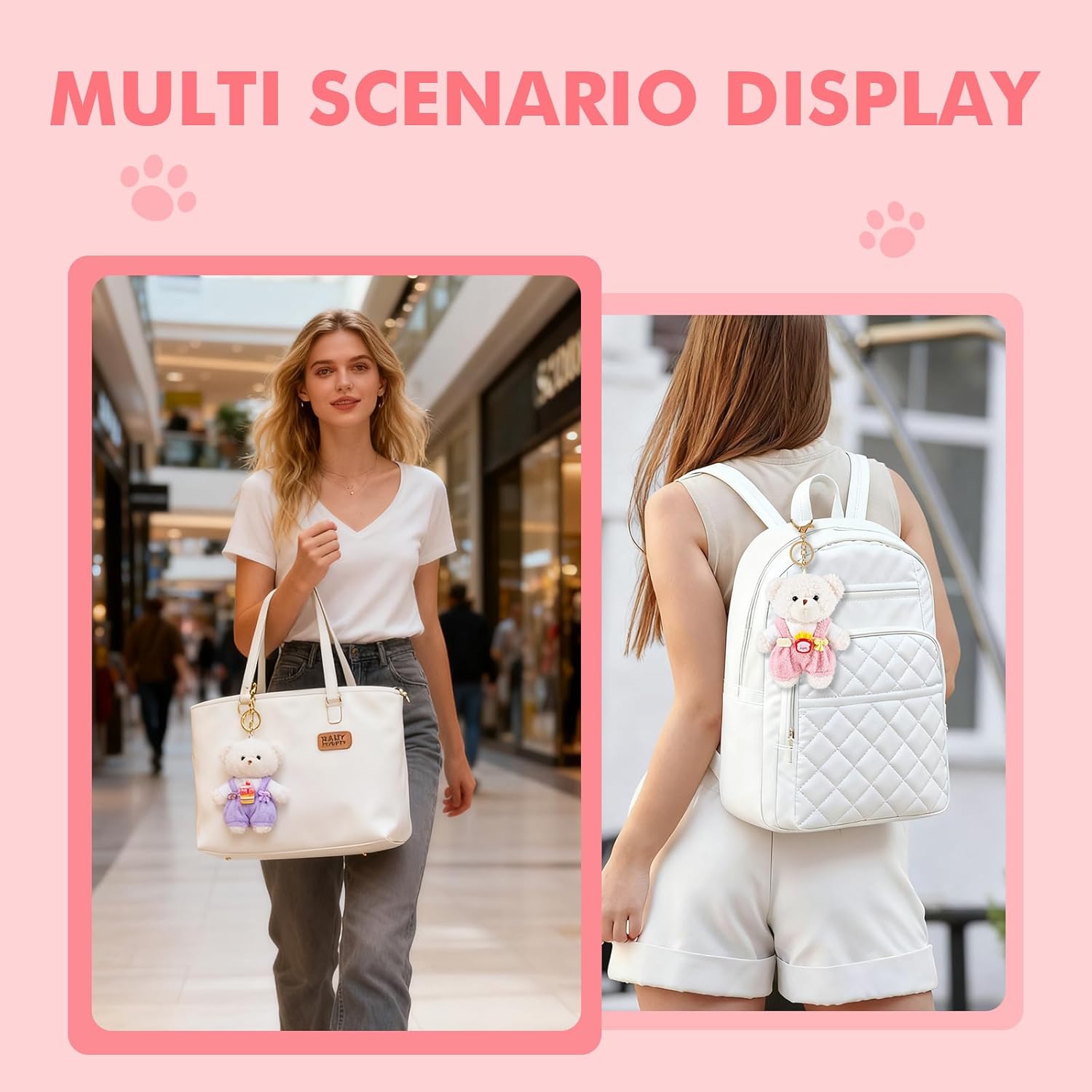 Teddy Bear Keychain with Removable Clothes - Cute Plush Bag Charms Pendant Gift for Women Handbag Purse Backpack - Image 5