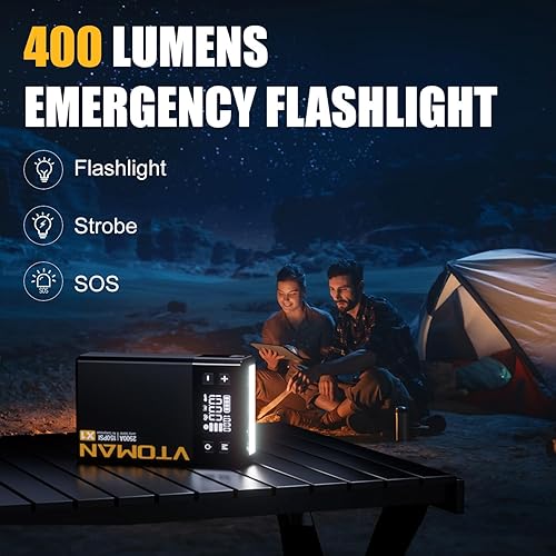 Miniatura 4 de VTOMAN Arrancador de salto X1 con compresor de aire, arrancador de batería de coche (hasta 8.5L de gasolinamotor diesel de 6L) con inflador