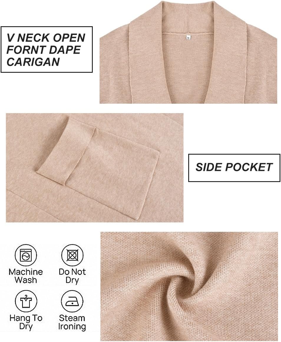 RITERA Plus Size Cardigan Sweaters for Women Long Sleeve Open Front Lapel Collar Jacket Pocket Winter Coatigan XL-5XL - Image 6