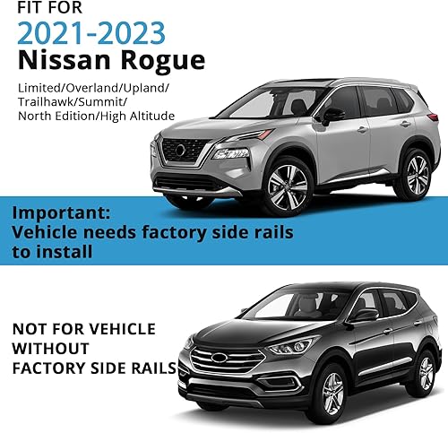 Miniatura 4 de MERXENG Barra transversal para techo para Nissan Rogue 2021-2023, bastidores de riel de techo de acero aleado para portaequipajes de techo, cesta,