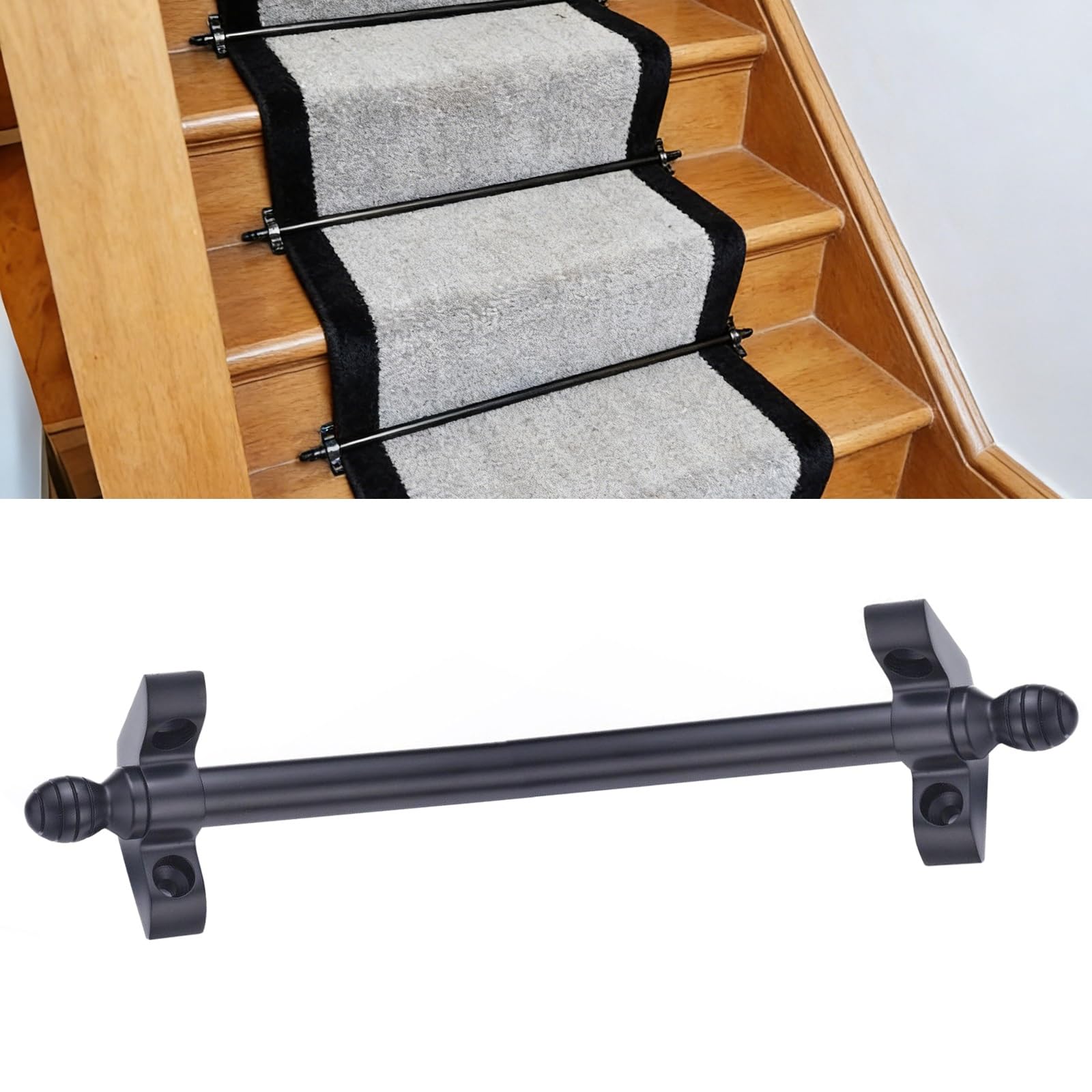 asdchZen Brass Stair Runner Rods Set Black Carpet Gripper Rods For Stair Runners Carpet Fixator For Secure And Stylish Flooring Solutions,IPWE09885-15pcs-102cm/40in