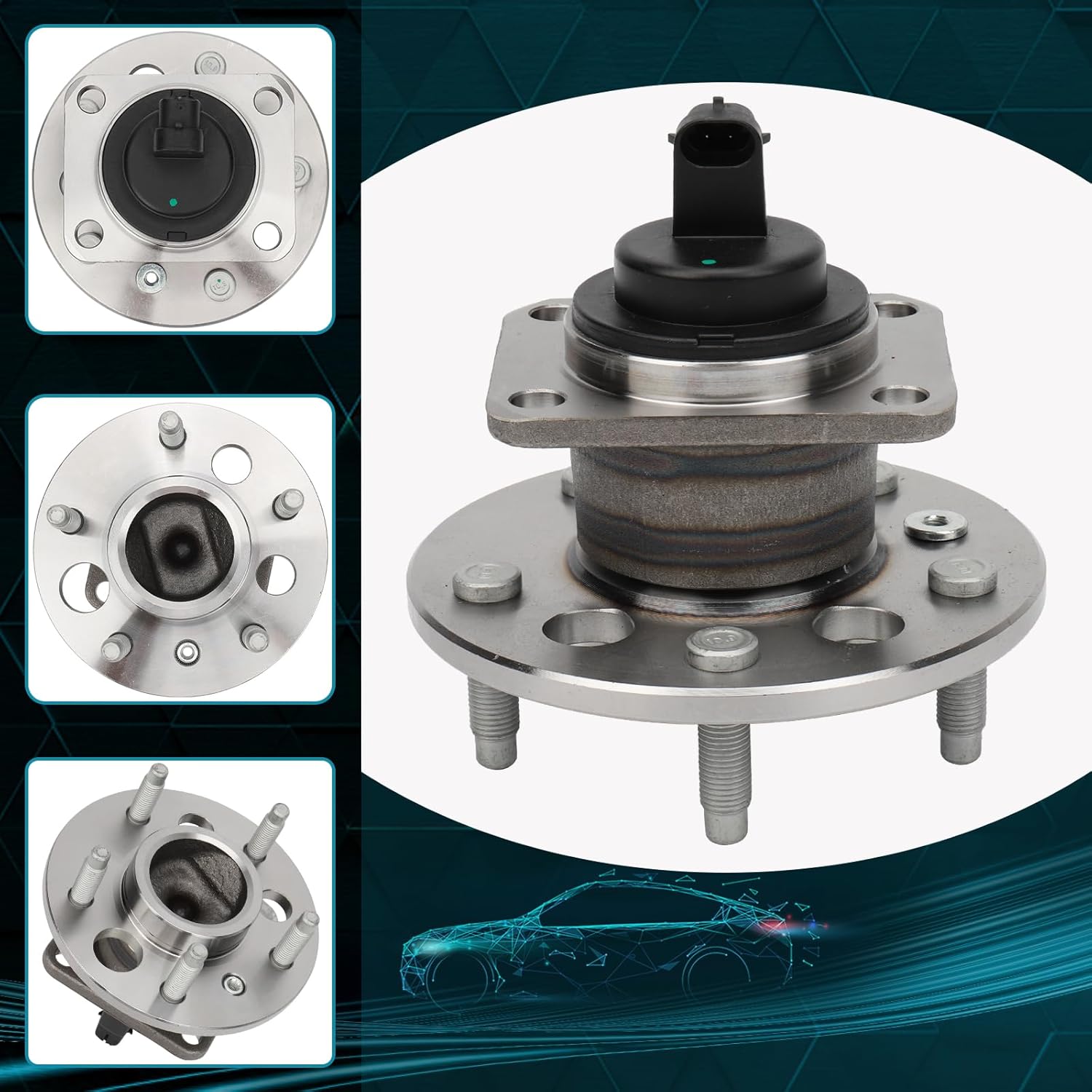 IRONTEK Rear Wheel Hub and Bearing Assemblies 512003x2 fits for Chevrolet for Malibu for Buick for Cadillac for Oldsmobile for Pontiac 5 Bolts ABS Sensor