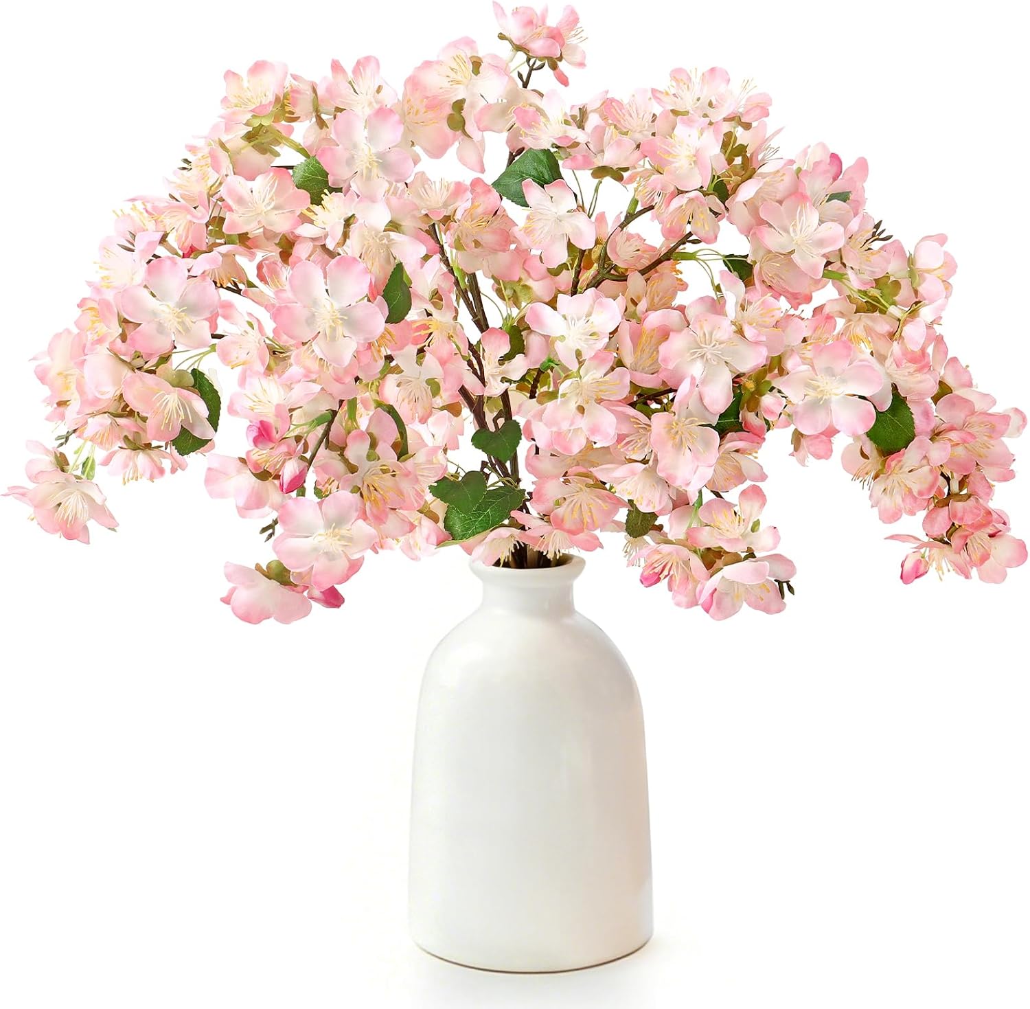 TOCHGREEN Artificial Cherry Blossom Branches 6PCS Fake Flowers Artificial Faux Silk Flowers Plum Tree Blossom Fake Plants Arrangement for Spring DIY Home Wedding Table Office Vase Decor (Pink)