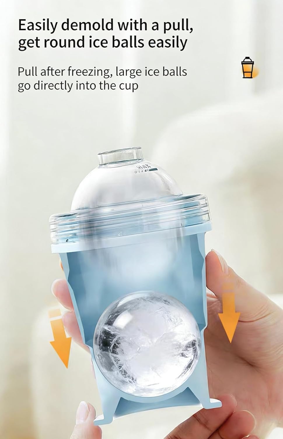 2-in-1 Collapsible Silicone Ice Ball Maker Cup, Reusable Portable Ice Sphere Mold with Straw & Lid, Easy Demolding, Leakproof Travel Tumbler for Coffee, Juice, Home, Gym, Outdoor (A+B)