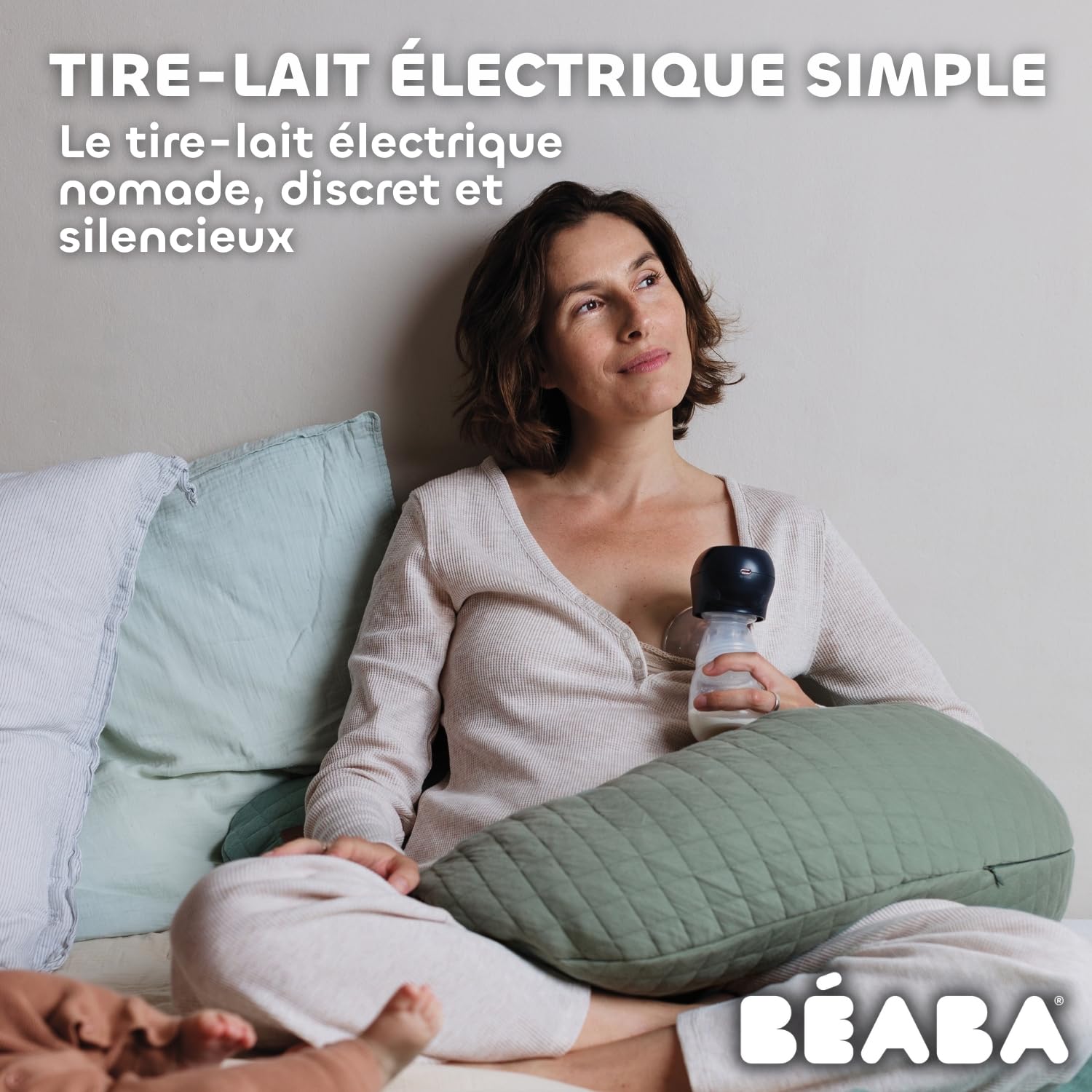 BÉABA, Tire lait electrique Simple, Nomade et Léger, 3 Modes, 9 Niveaux, Silencieux, Grande Contenance 180mL, Veilleuse, Minuterie, Fonction Mémoire, 6 séances, Charge USB C, Night blue