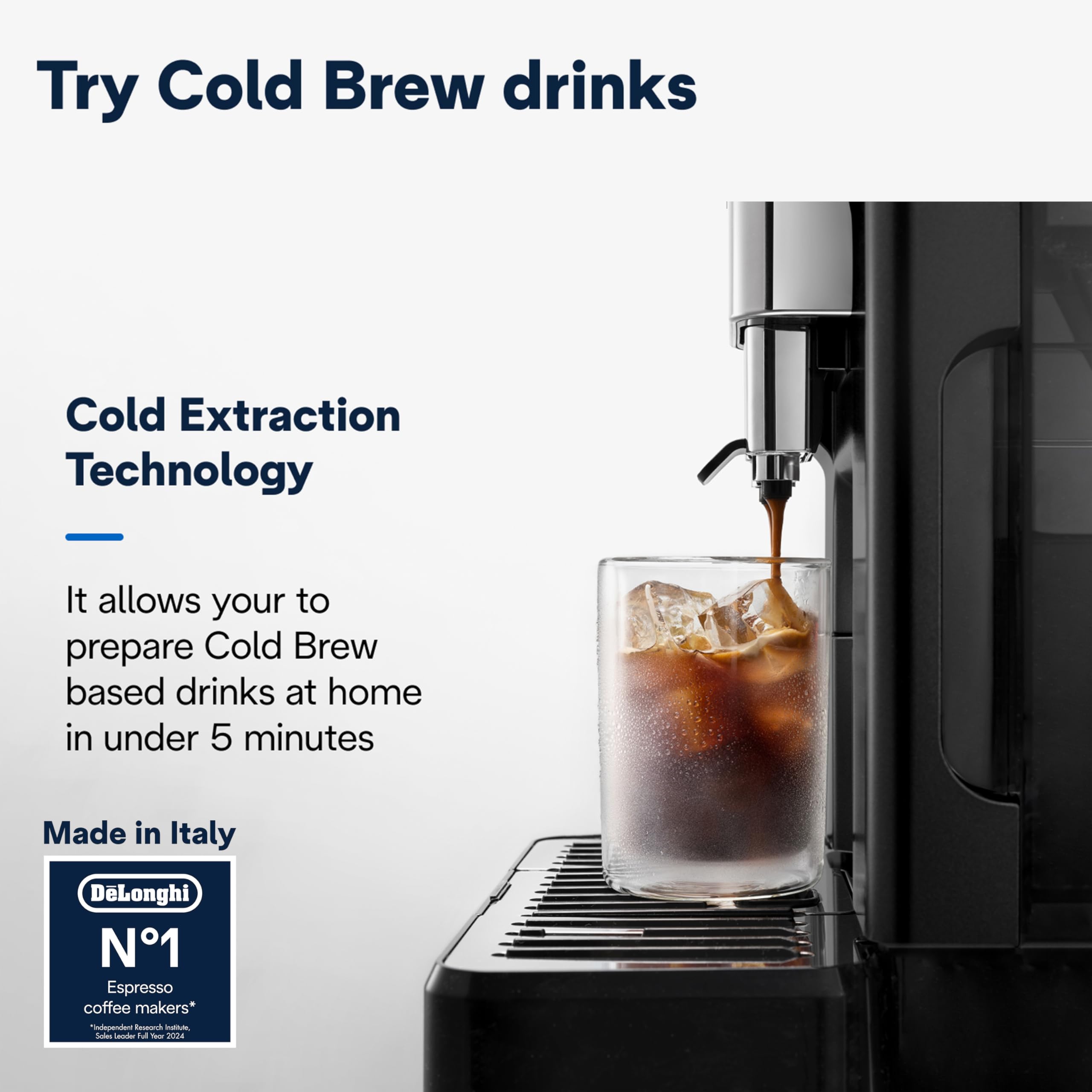De'Longhi Cold Brew Coffee Machine ELETTA EXPLORE Fully Automatic Espresso Machine with 50+ Hot & Cold Beverages, Cold Extraction Technology, Color Touch Display, 13 Grinder Settings (Made in Italy) 2