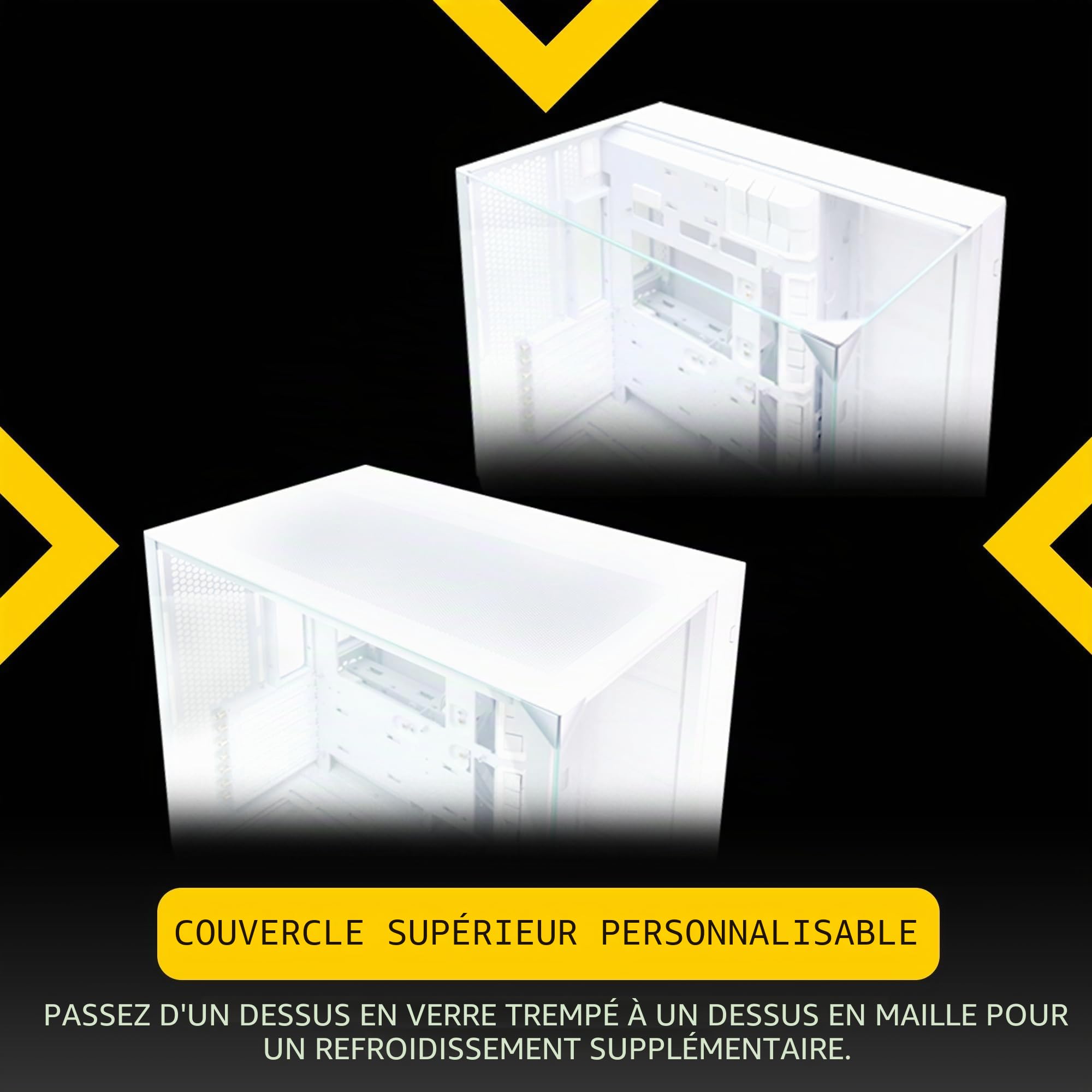 Lian Li O11 Vision Boîtier PC de Gaming ATX Compact en Aluminium et Verre trempé Blanc