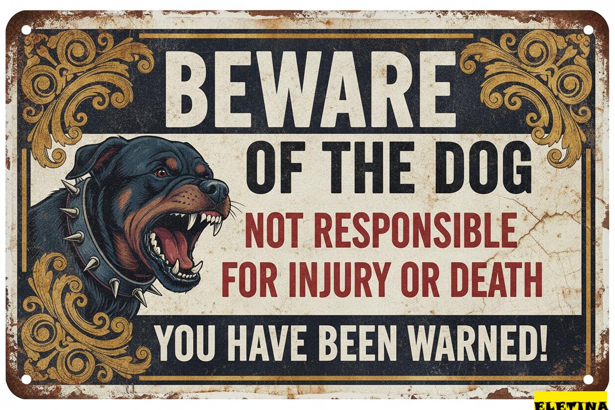 Beware Belgian Malinois Dog Tin Sign, 8x12 Inch Yard