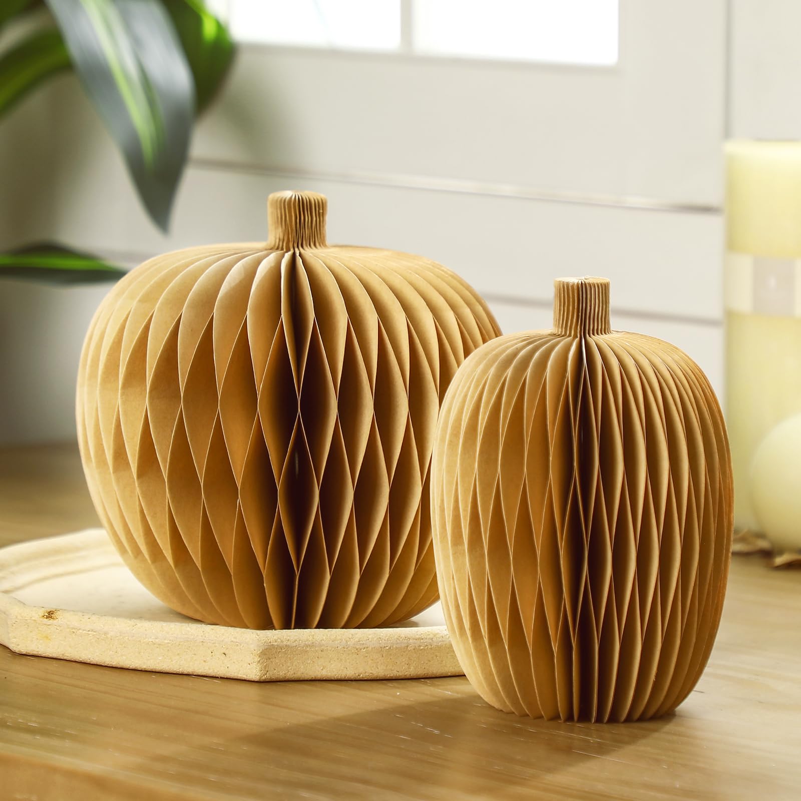 Centre de table citrouille 3D marron Yexiya en papier de qualité pour design d'automne