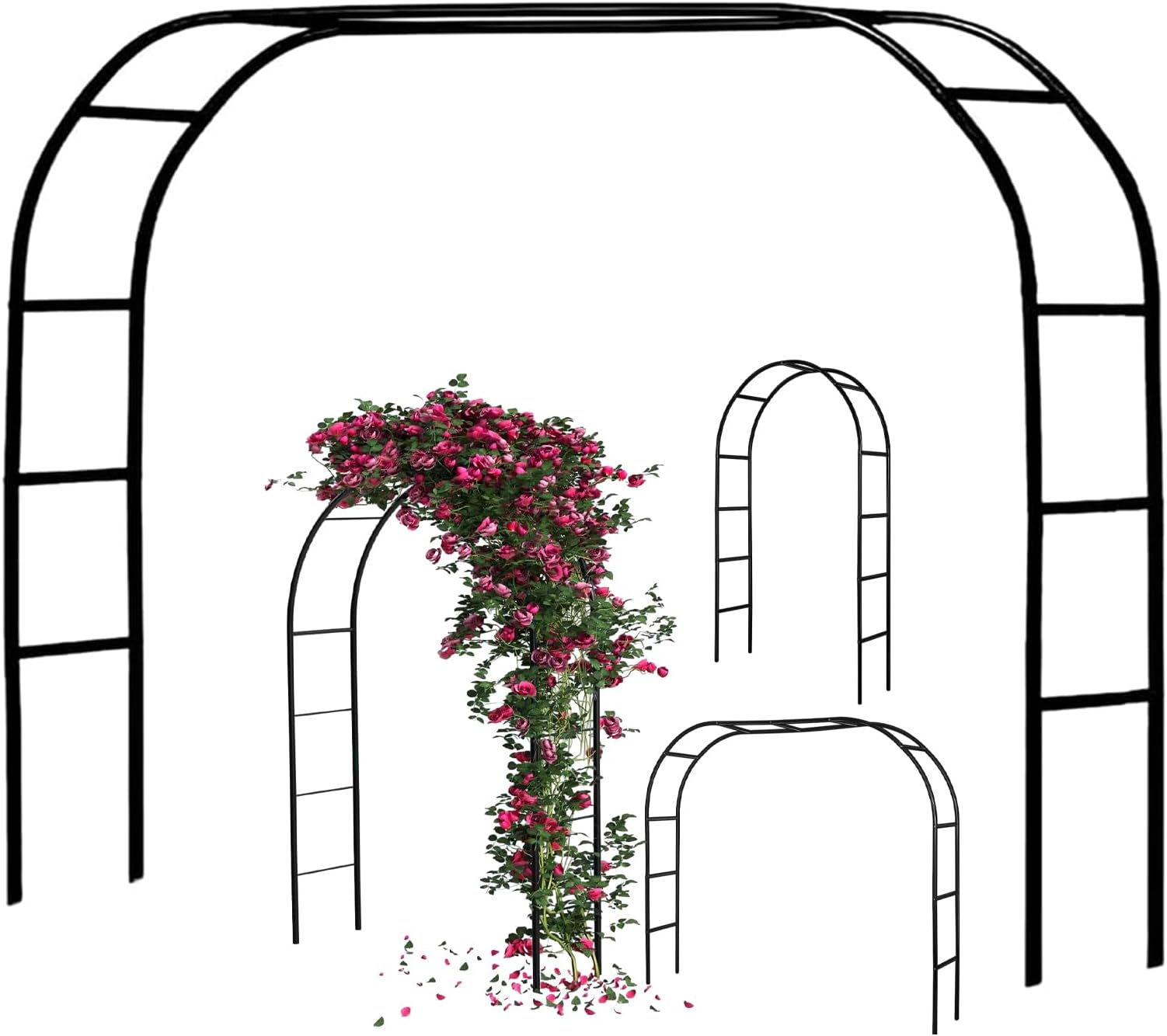 Black Metal Pergola Arbor, Metal Arch Frame, Garden Arch Trellis for Various Climbing Plants Wedding Garden Arch Bridal Party Decoration