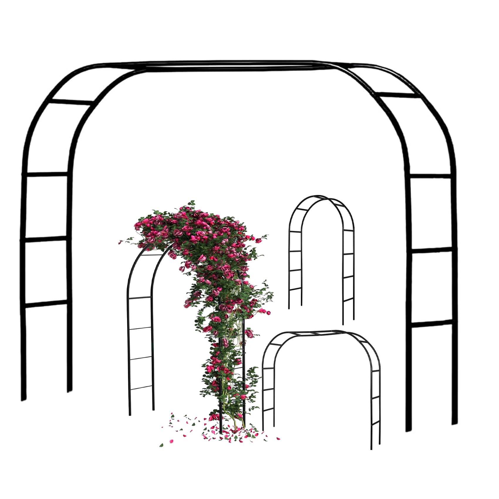 MANYUK Black Metal Pergola Arbor, Metal Arch Frame, Garden Arch Trellis for Various Climbing Plants Wedding Garden Arch Bridal Party Decoration